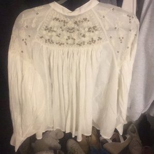 NWT cute ivory beaded free people flowy top💓